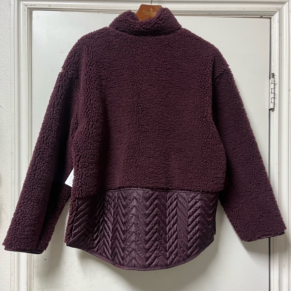 Athleta NWT Cozy Snap Sherpa. Maroon Color 🌵 Large - Picture 5 of 11